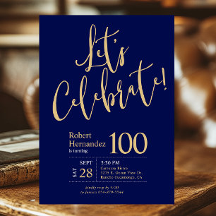 Feiern wir Navy Blue Gold zum 100. Geburtstag Einladung