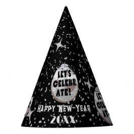 Feiern wir NYE Disco Ball Black Partyhütchen