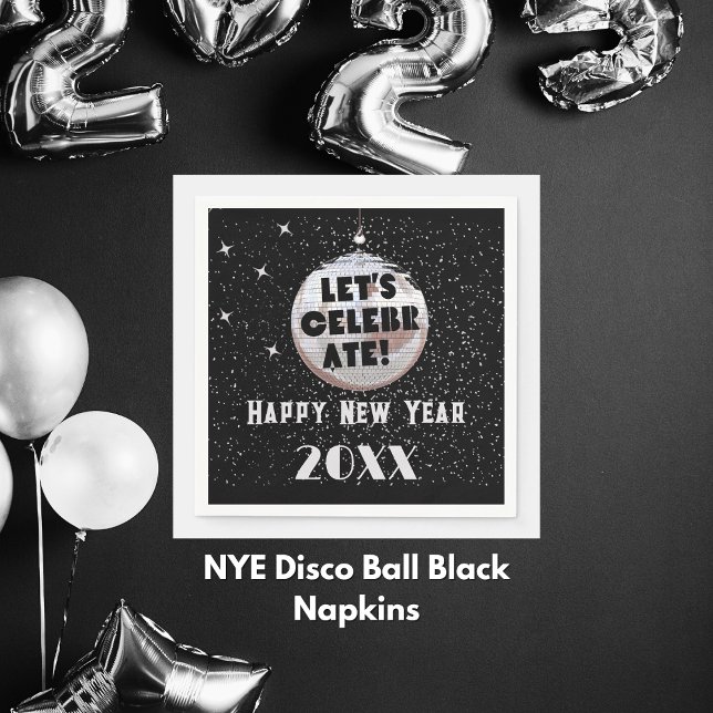 Feiern wir NYE Disco Ball Black Serviette (NYE Disco Ball Black Napkins)