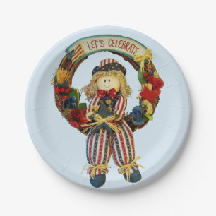 Feiern wir Patriotic Scarecrow Pappteller