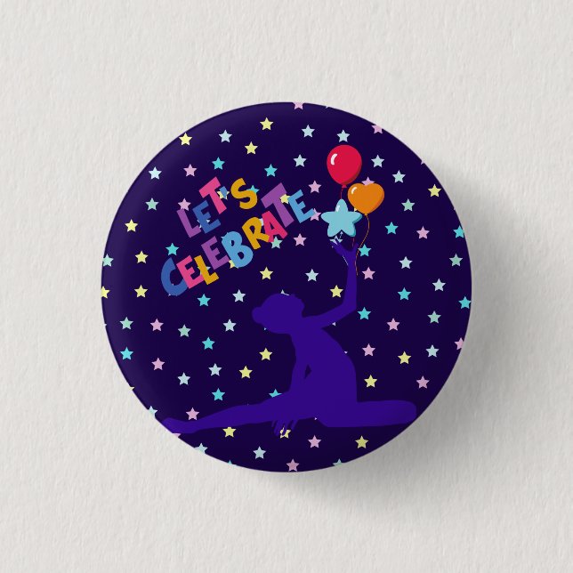 Feiern wir Stars und Ballons Button (Vorderseite)