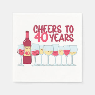 Feiern zu 40 Jahren Wein und Kawaii Geburtstagspar Serviette