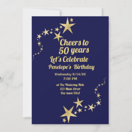 Feiern zu 50 Jahren Marine und Gold Stars Geburtst Einladung