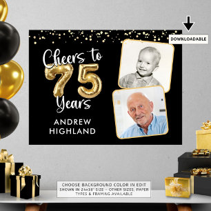 Feiern zu 75 Jahren Geburtstag 2 Fotos Begrüßungsu Poster