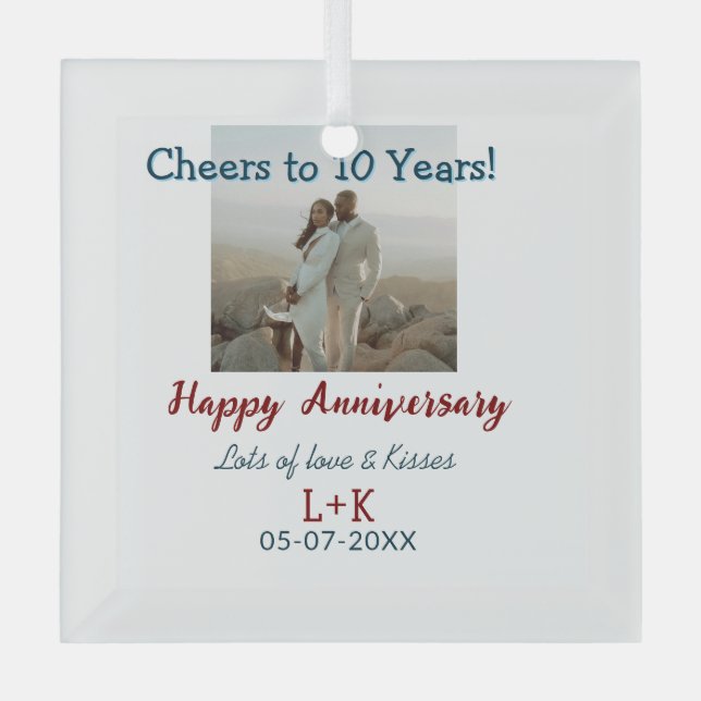 Feiern zum 10-jährigen Jubiläum - Fotos hinzufügen Ornament Aus Glas (Vorderseite)