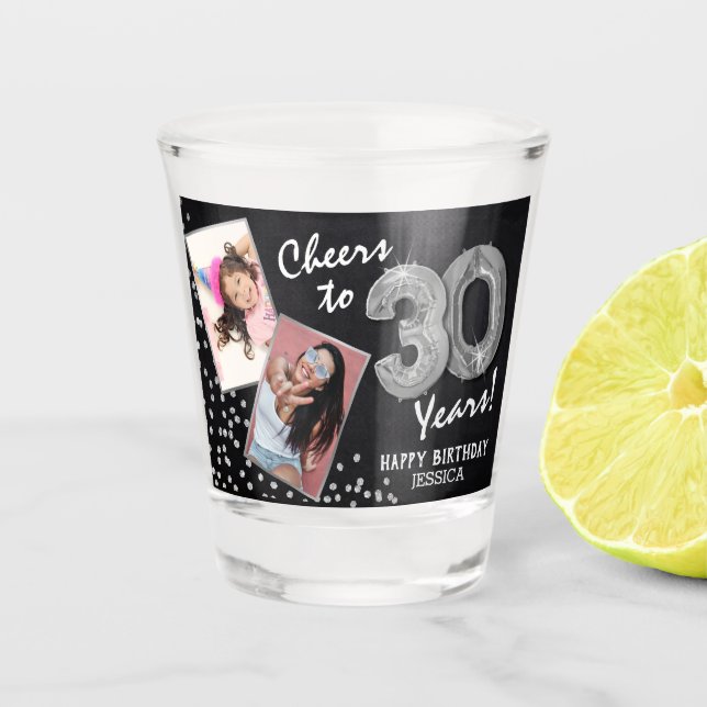 Feiern zum 30. Geburtstag 2 Foto Schnapsglas (Vorderseite)