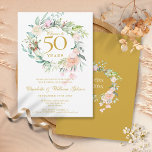 Feiern zum 50-jährigen Blumenjubiläum Einladung<br><div class="desc">Mit einer zarten Aquarellgarage und einer schicken botanischen 50. Hochzeitssaison ist diese Einladung personalisiert mit Ihren speziellen Jubiläumsinformationen. Auf der Rückseite befindet sich eine passende Blumengarage,  in der Sie Ihr Jubiläum in elegantem Text auf goldenem Hintergrund gestalten. Entwickelt von Thisisnotme©</div>