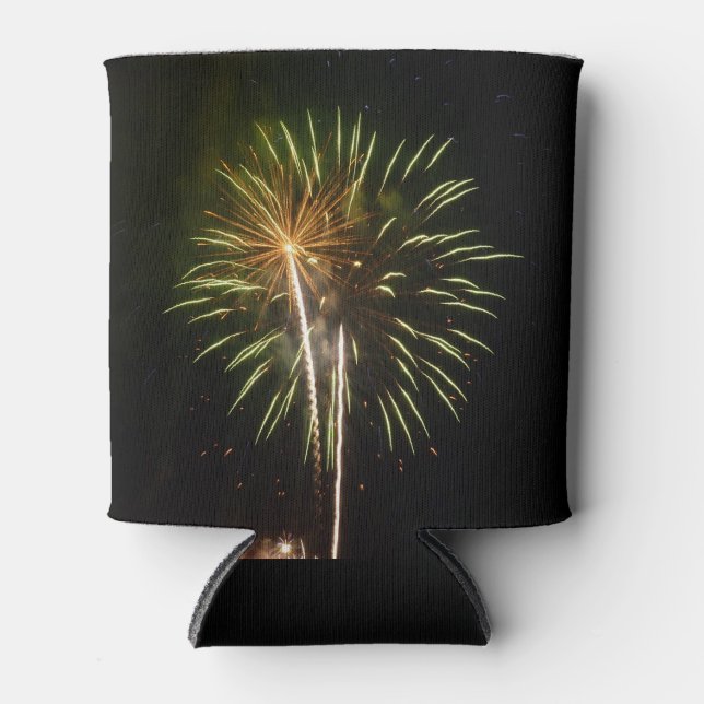 Feiern zum grünen und goldenen Feuerwerk Dosenkühler (Vorderseite)