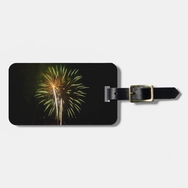 Feiern zum grünen und goldenen Feuerwerk Gepäckanhänger (Vorderseite horizontal)