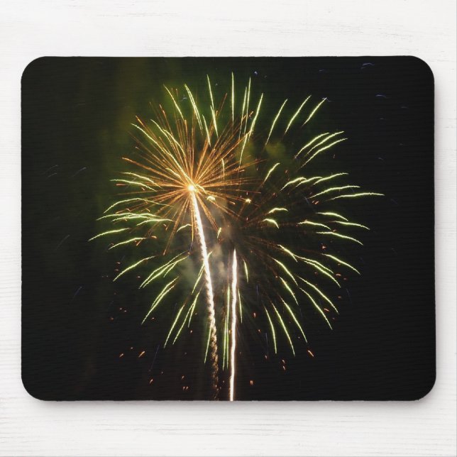 Feiern zum grünen und goldenen Feuerwerk Mousepad (Vorne)