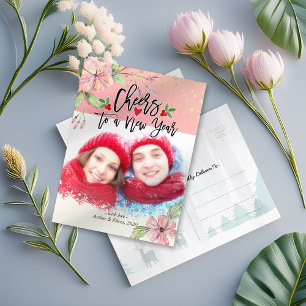 Feiern zum Neujahrsfest Saisongrüße Foto Feiertagspostkarte