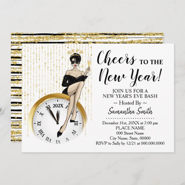 Feiern zum Neujahrsmädchen-Abend Einladung (Vorne/Hinten)