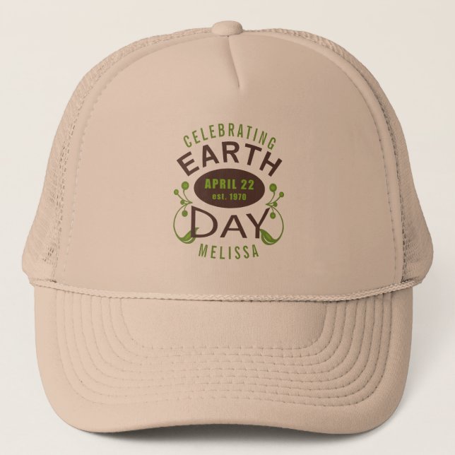 Feiern zum Thema "Earth Day Typografy Design" Truckerkappe (Vorderseite)