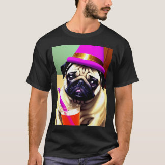Feiernde Mops Leere Karte Für jeden Anlass T-Shirt