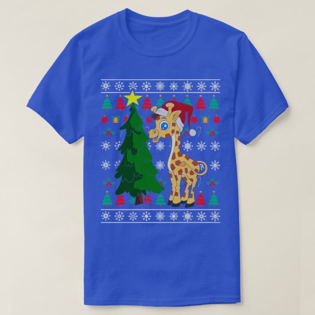 Feiernde Tier Weihnachtsmann Giraffe Ugly Chris T-Shirt (Design vorne)