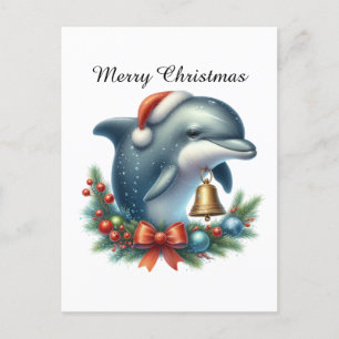 Feiernder, individualisierbarer Delphin Frohe Weih Feiertagspostkarte