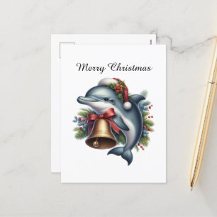 Feiernder, individualisierbarer Delphin Frohe Weih Feiertagspostkarte