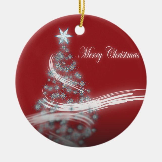 Feiernder Star Chic Weihnachten Evergreen Keramik Ornament (Vorne)