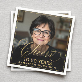 Feiert 50 Jahre Geburtstag Foto Gold Black Serviette