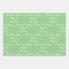 Feiert 60 Jahre Sage Green 60 Jahre Jubiläum Geschenkpapier Set