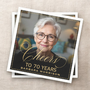 Feiert 70 Jahre Geburtstag Foto Gold Black Serviette