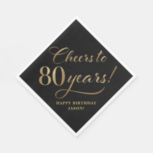 Feiert 80 Geburtstag Glitzer Black and Gold Serviette