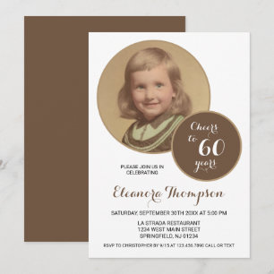 Feiert bis 60 Jahre Foto Sepia Einladung