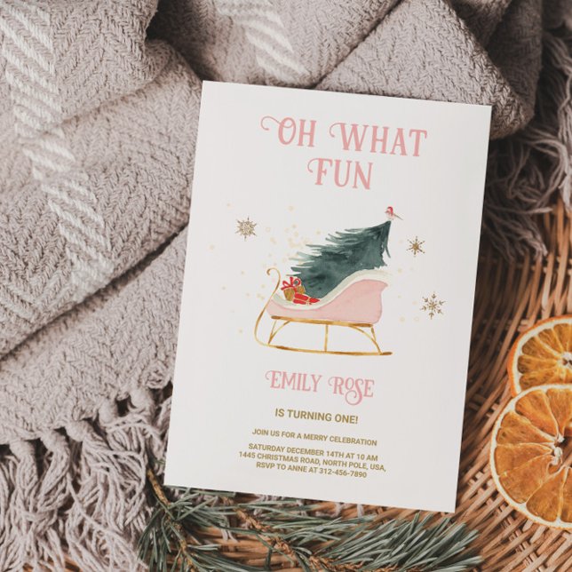 Feiertag 1. Geburtstag Rosa Einladung (Von Creator hochgeladen)