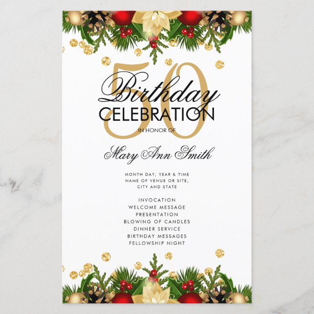 Feiertag 50. Geburtstag Party Programm Gold mit Me (Vorderseite)