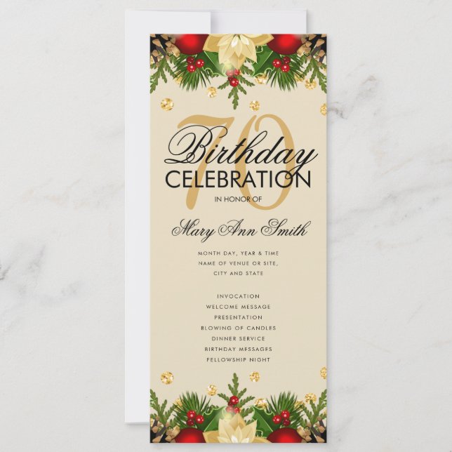 Feiertag 70. Geburtstag Party Programm Gold mit Me (Vorderseite)