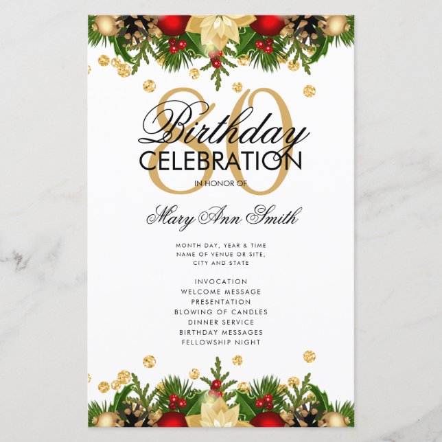 Feiertag 80. Geburtstag Party Programm Gold mit Me (Vorderseite)