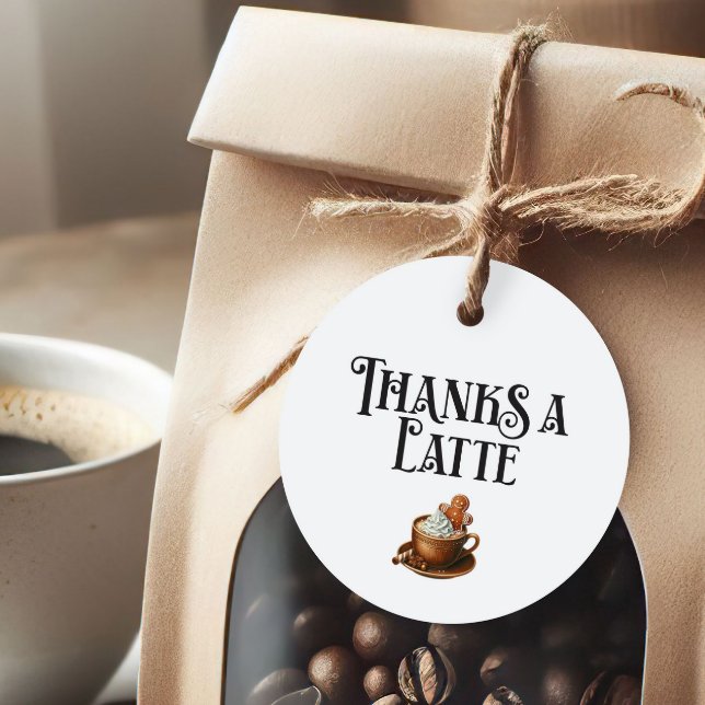 Feiertag Dank einem Latte, Kaffee Weihnachten Geschenkanhänger (Von Creator hochgeladen)