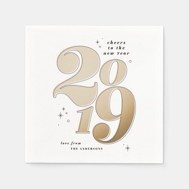 Feiertag des neuen Jahres Gold 2019 Serviette (Vorderseite)