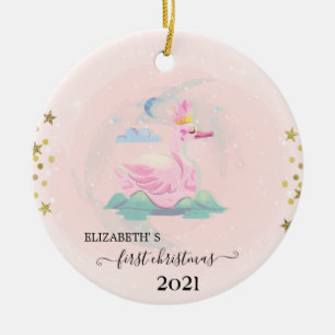 Feiertag Erste Weihnachten Baby Schwan Krone Stern Keramik Ornament