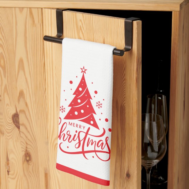 Feiertag Frohe Weihnachten  Geschirrtuch (Drittel gefaltet)