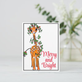 Feiertag Giraffe | Rotgrüne Weihnachtsgarne Postkarte