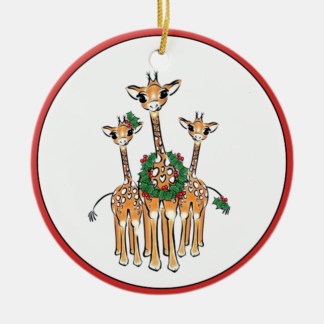 Feiertag Giraffen Keramik Ornament (Vorne)