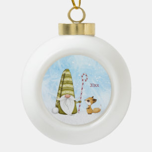 Feiertag Gnome und Fox Custom Year Keepake Keramik Kugel-Ornament