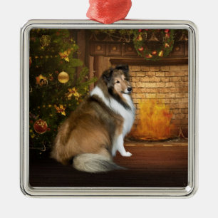 Feiertag "Grace" Sheltie Silbernes Ornament