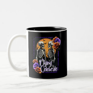 Feiertag, Halloween Skeleton Gothic Zweifarbige Tasse