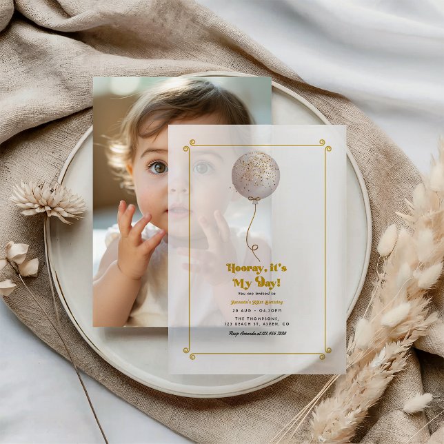 Feiertag ist mein Tag! Geburtstagsfeier (Hooray It’s My Day! Birthday Party Vellum Invitations)