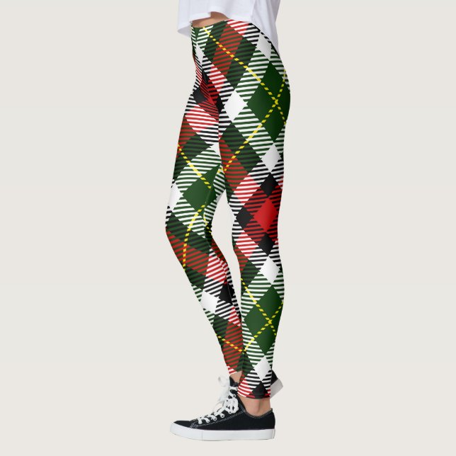 Feiertag Kariert Rot Gelb Klassisches Festival Leggings (Links)