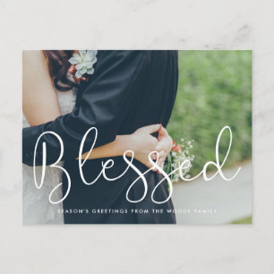 Feiertag mit gesegnetem Whimsikskript-Foto Postkarte