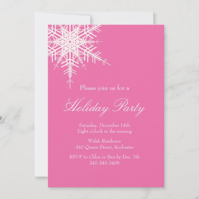 Feiertag Offset Snowy Fuchsia Einladung (Vorderseite)