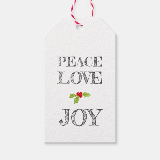 Feiertag PEACE LIEBE JOY Christmas Holly Festive Geschenkanhänger (Vorderseite)