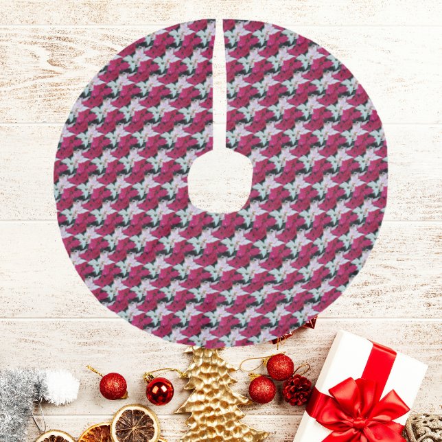 Feiertag Poinsettias Muster Leinenimitat Weihnachtsbaumdecke (In Situ)