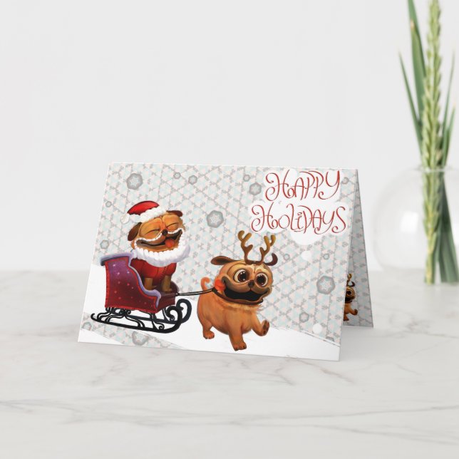 Feiertag PuGreeting Karte (Vorderseite)