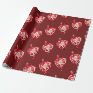 Feiertag spielt rotes Herz Geschenkpapier
