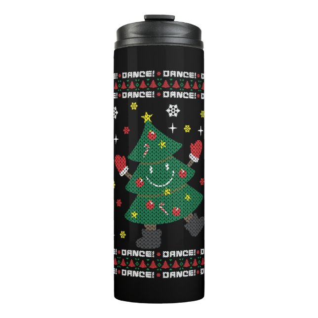 Feiertag Ugly Weihnachts Sweater DANCING XMAS TREE Thermosbecher (Vorderseite)