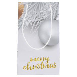 Feiertag, Weihnachtskugeln, Tannenzweig Kleine Geschenktüte